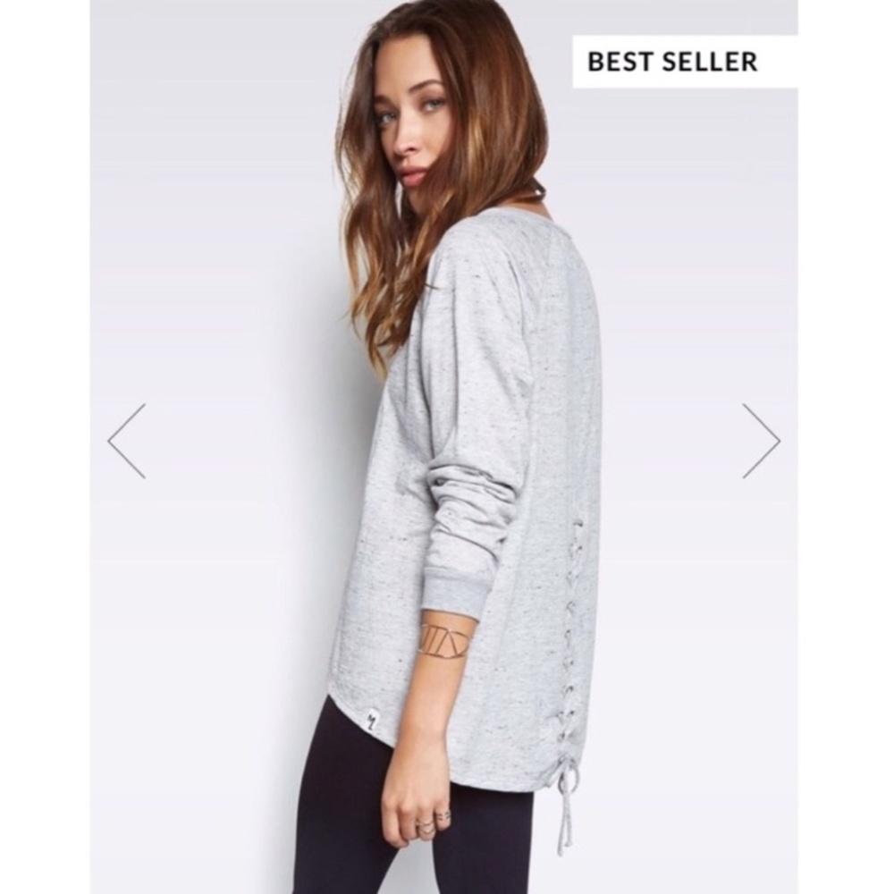 new Michael Lauren ✶ Zuma Sweater ✶ Back Lace Up Sweatshirt ✶ Heather Grey ✶ S - Picture 14 of 16